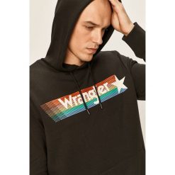 Wrangler - Bluza. Czarne bluzy męskie Wrangler, s, z nadrukiem, z bawełny, z kapturem. Za 239,90 zł.
