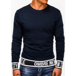 Bluza męska bez kaptura z nadrukiem B930 - granatowa. Niebieskie bluzy męskie Ombre Clothing, m, z nadrukiem, z bawełny, klasyczne, z kapturem, bez rękawów, bez kaptura. Za 39,00 zł.
