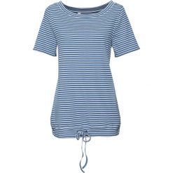 Shirt w paski, krótki rękaw bonprix niebieski dżins - biały w paski. Niebieskie koszulki damskie bonprix, w paski, bez kołnierzyka, z krótkim rękawem. Za 49,99 zł.