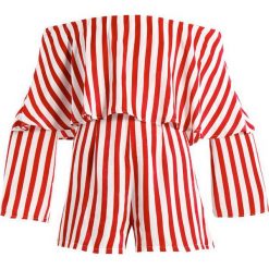 Kombinezony damskie: Missguided STRIPE BARDOT DOUBLE LAYER PLAYSUIT Kombinezon white/red