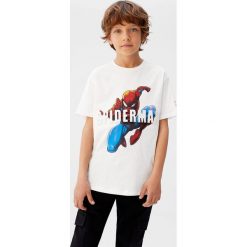 Mango Kids - T-shirt dziecięcy Web 110-152 cm. Białe t-shirty chłopięce Mango Kids, z nadrukiem, z bawełny, bez rękawów. Za 59,90 zł.
