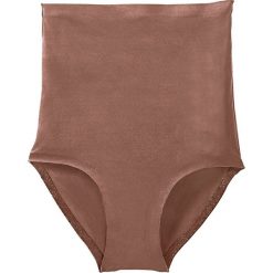 Bezszwowe figi wyszczuplające Level 1 bonprix orzechowy. Pomarańczowe majtki damskie wyszczuplające bonprix, bez wzorów, z bawełny. Za 49,99 zł.