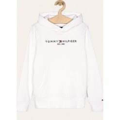 Tommy Hilfiger - Bluza dziecięca 128-176 cm. Niebieskie bluzy chłopięce TOMMY HILFIGER, z aplikacjami, z bawełny, bez rękawów, z kapturem. W wyprzedaży za 239,90 zł.