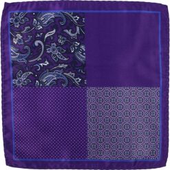 Fioletowa Elegancka Męska Poszetka -ALTIES- 24x24 cm, Wzór Poczwórny POSZALTTANIA0477. Fioletowe poszetki męskie Alties, bez wzorów, z materiału, eleganckie. Za 16,90 zł.