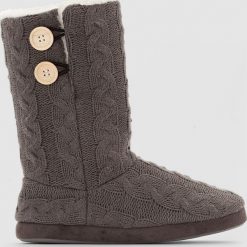 Trykotowe skarpety-kapcie. Szare skarpetki damskie marki La Redoute Collections, z materiału. Za 82,28 zł.