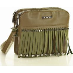 MONNARI Stylowa listonoszka 2 komory zielony. Żółte listonoszki damskie Monnari, w paski, ze skóry, eleganckie, na ramię, z frędzlami. Za 139,00 zł.
