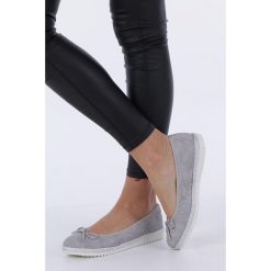 Szare Baleriny Espadryle Ażurowe Kokardka Skórzana Wkładka Casu W19X1/g. Szare baleriny damskie Casu, bez wzorów, bez obcasa. W wyprzedaży za 49,99 zł.