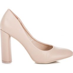 Czółenka: BEŻOWE CZÓŁENKA NA SŁUPKU IDEAL SHOES odcienie brązu i beżu