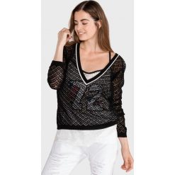 TWINSET Sweter Czarny Biały. Czarne bluzy damskie Twinset, xs, bez wzorów, z bawełny, bez rękawów, bez kaptura. Za 1208,95 zł.