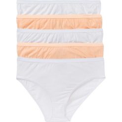 Figi "maxi" (5 par) bonprix biało-brzoskwiniowy. Białe majtki damskie marki bonprix, bez wzorów. Za 49,95 zł.