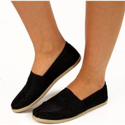 Tomsy damskie: Czarne espadryle damskie połyskujące N.E.W.S.