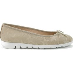 Baleriny damskie: Skórzane baleriny w kolorze khaki