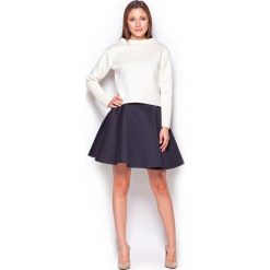 Czarna Rozkloszowana Mini Spódnica Wykończona na Ostro. Czarne spódniczki damskie Molly.pl, xl, bez wzorów, z dzianiny, klasyczne, mini, rozkloszowane. Za 125,90 zł.