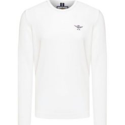 Sweter AERONAUTICA MILITARE. Białe swetry męskie z bawełny, biznesowe, z okrągłym kołnierzem. Za 440,00 zł.