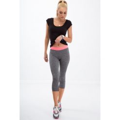 Legginsy sportowe damskie: Ciemnoszare legginsy sportowe z kieszonką / róż 5519