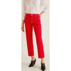 Mango - Jeansy Claudia. Czerwone boyfriendy damskie marki Mango, z podwyższonym stanem. W wyprzedaży za 69,90 zł.