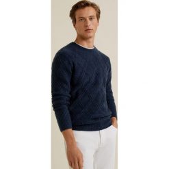 Mango Man - Sweter Lattice. Szare swetry klasyczne męskie Mango Man, l, z dzianiny, z okrągłym kołnierzem. Za 199,90 zł.