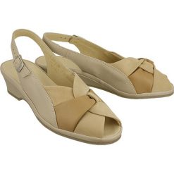 MARCO TOZZI 28910-22 beige combination, sandały damskie. Brązowe koturny damskie Marco Tozzi, bez obcasa, na koturnie, bez zapięcia. W wyprzedaży za 175,90 zł.