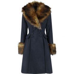 Hell Bunny Roxy Coat Płaszcz damski niebieski/brązowy. Pomarańczowe płaszcze damskie marki Hell Bunny, xl, bez wzorów, z materiału. Za 259,90 zł.