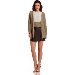 Cappuccino Sweterkowy Komplet Kardigan + Dwukolorowy Top. Topy damskie Molly.pl, uniwersalny, bez wzorów, z dzianiny. Za 159,90 zł.