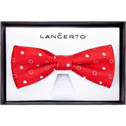 Mucha Czerwona Wzór Geometryczny. Czerwone muszki męskie marki LANCERTO, bez wzorów, z dzianiny, eleganckie. Za 79,90 zł.