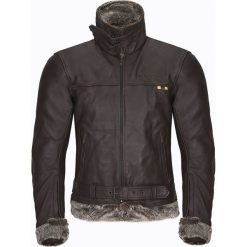 Kurtki męskie: W-TEC Męska skórzana kurtka motocyklowa NF-1125 brązowa r. 3XL (13628)