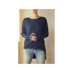Bluza tunika asymetryczna Frak prostokąt Granatowy. Niebieskie tuniki damskie One mug a day, s, bez wzorów, z elastanu, z długim rękawem, długie, bez kaptura. Za 249,00 zł.