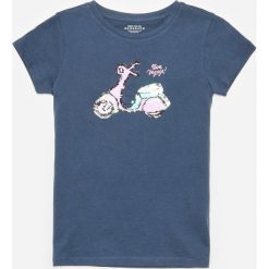 Bawełniany t-shirt z aplikacją - Granatowy. Niebieskie t-shirty damskie Reserved, z aplikacjami, z bawełny, bez kołnierzyka. Za 29,99 zł.