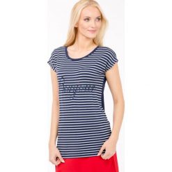 T-shirty damskie: Prążkowany t-shirt z napisem