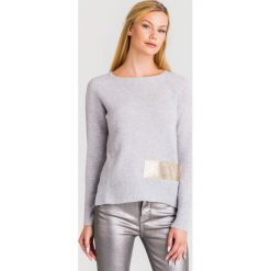 SWETER PINKO Z KASZMIREM. Szare swetry damskie Pinko, s, z nadrukiem, z wełny, bez rękawów, bez kaptura. Za 521,40 zł.