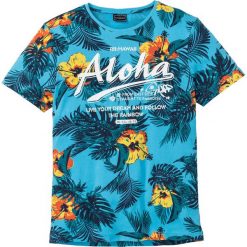 T-shirt bonprix turkusowy z nadrukiem. Koszulki męskie bonprix. Za 44,99 zł.