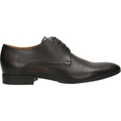 Półbuty PORFIRIO. Czarne buty wizytowe męskie Gino Rossi, bez wzorów, ze skóry, eleganckie, na sznurówki. Za 199,90 zł.