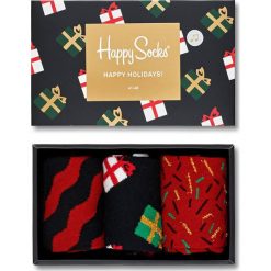 Happy Socks - Skarpetki Giftbox Christmas Melody (3-pack). Brązowe skarpetki damskie marki Happy Socks, z elastanu. W wyprzedaży za 99,90 zł.