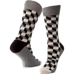 Skarpety Wysokie Męskie HAPPY SOCKS - FO01-901 Kolorowy Szary. Szare skarpetki męskie Happy Socks, w kolorowe wzory, z bawełny. Za 34,90 zł.