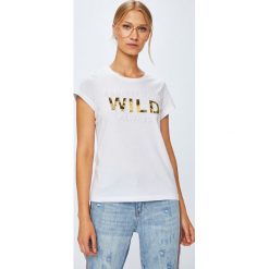 Only - Top. Szare topy damskie ONLY, l, z aplikacjami, z bawełny, z okrągłym kołnierzem. W wyprzedaży za 59,90 zł.