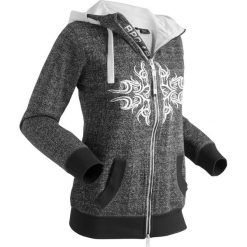 Bluza rozpinana, długi rękaw bonprix czarny melanż. Czarne bluzy rozpinane damskie bonprix, melanż, z długim rękawem, długie. Za 99,99 zł.
