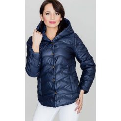 Niebieska Pikowana Kurtka Zapinana na Zatrzaski z Kapturem. Niebieskie kurtki damskie Molly.pl, na zimę, s, z aplikacjami, z tkaniny, eleganckie. Za 191,90 zł.