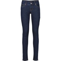 Dżinsy ze stretchem SKINNY bonprix ciemnoniebieski "stone". Niebieskie rurki damskie marki bonprix, z jeansu. Za 99,99 zł.