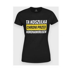Koszulka damska Ochrona przed koronawirusem. Pomarańczowe koszulki damskie MegaKoszulki, m, bez wzorów, z bawełny, z podwójnym kołnierzykiem, bez rękawów. Za 54,90 zł.