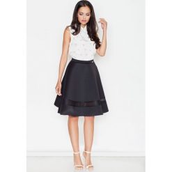 Czarna Elegancka Rozkloszowana Spódnica z Ozdobną Wstawką. Czarne spódniczki damskie Molly.pl, do pracy, s, bez wzorów, eleganckie, rozkloszowane. Za 105,90 zł.