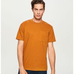 T-shirt z bawełny organicznej - Brązowy. Pomarańczowe t-shirty damskie Reserved, s, bez wzorów, z bawełny, bez kołnierzyka. Za 24,99 zł.