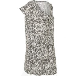 Długa tunika z kreszowanego materiału + legginsy 3/4 bonprix w cętki leoparda. Szare tuniki damskie bonprix, z okrągłym kołnierzem, z długim rękawem. Za 49,99 zł.