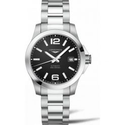 LONGINES Conquest L3.776.4.58.6. Szare, analogowe zegarki męskie LONGINES, ze stali. Za 4780,00 zł.
