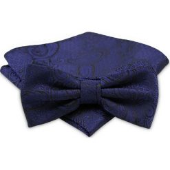 Ciemnofioletowa Męska Mucha - ALTIES - Taka Sama Poszetka, Paisley MUALTS0340. Muszki męskie Alties, na imprezę, w paski, eleganckie. Za 39,00 zł.