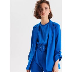 Marynarka - Niebieski. Niebieskie marynarki damskie Cropp, s, bez wzorów. W wyprzedaży za 79,99 zł.