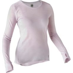 Koszulka długi rękaw Gym & Pilates damska. Szare koszulki damskie DOMYOS, l, bez wzorów, z wełny, bez kołnierzyka. Za 129,99 zł.