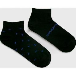 Emporio Armani - Skarpety. Niebieskie skarpetki męskie Emporio Armani, bez wzorów, z elastanu. W wyprzedaży za 39,90 zł.
