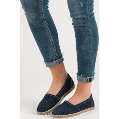 GRANATOWE SKÓRZANE ESPADRYLE. Niebieskie baleriny damskie marki FILIPPO, bez wzorów, bez obcasa. Za 138,90 zł.