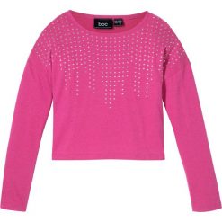 Shirt z długim rękawem i ćwiekami bonprix różowa magnolia. Różowe bluzki dziewczęce bonprix, bez wzorów, bez kołnierzyka, z długim rękawem, długie, bez kaptura. Za 34,99 zł.