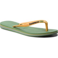 Japonki HAVAIANAS - Sl Brasil Cf 41407130078 Green Bambo. Żółte klapki damskie Havaianas, bez wzorów, z tworzywa sztucznego, bez obcasa. W wyprzedaży za 99,00 zł.